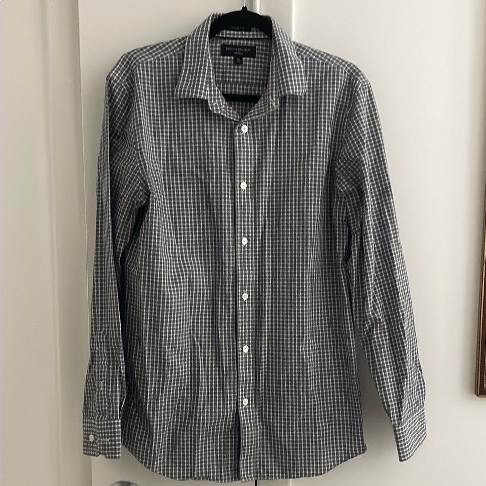 Men's Banana Republic Black and White Checkered Dress Shirt M